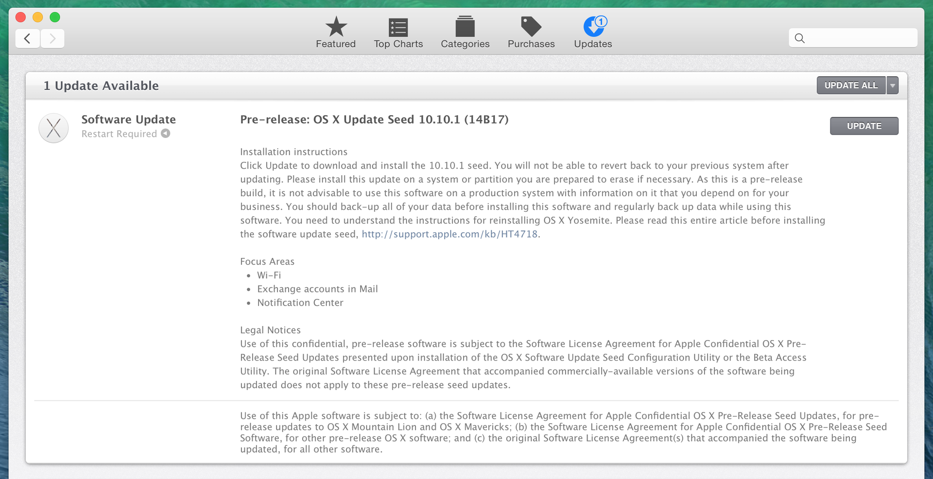 Beta von OS X 10.10.1