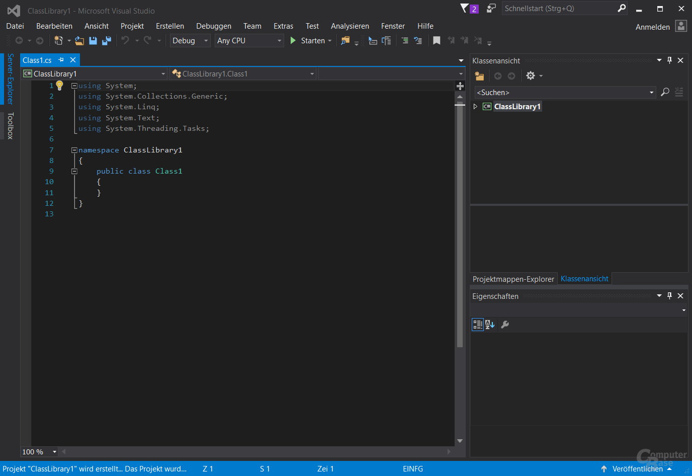 Visual Studio 2015 – Oberfläche