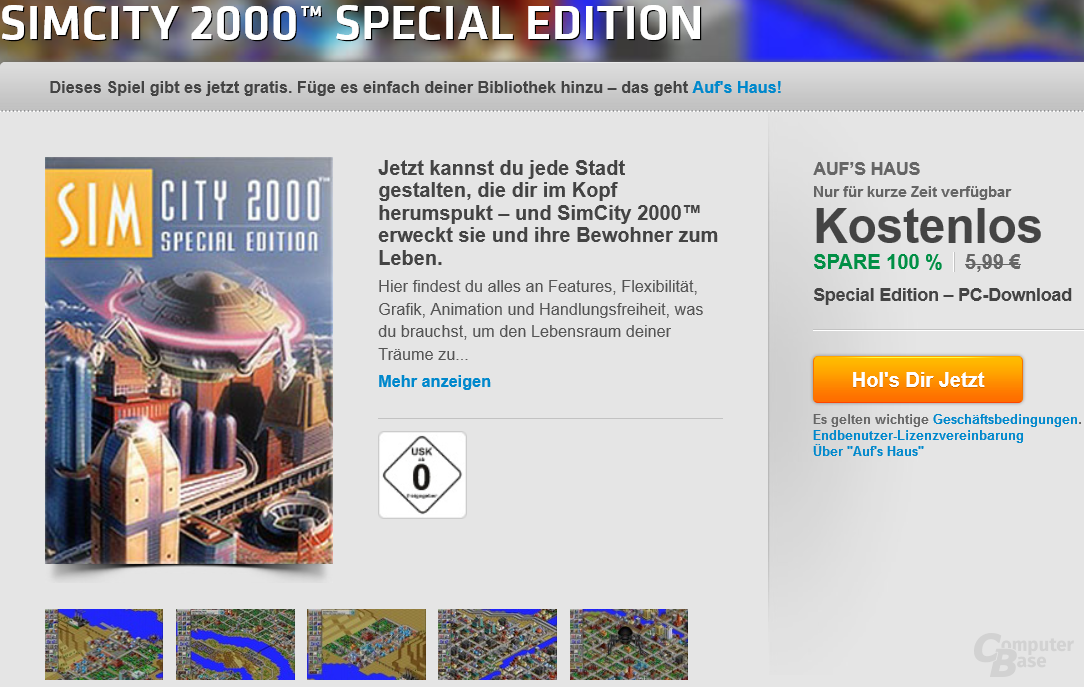 SimCity 2000 Special Edition zur Zeit gratis