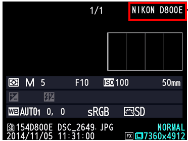 Nikon D800E – Übersichtsanzeige