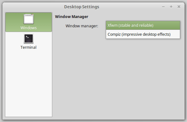 Auswahl der Fenster Manager