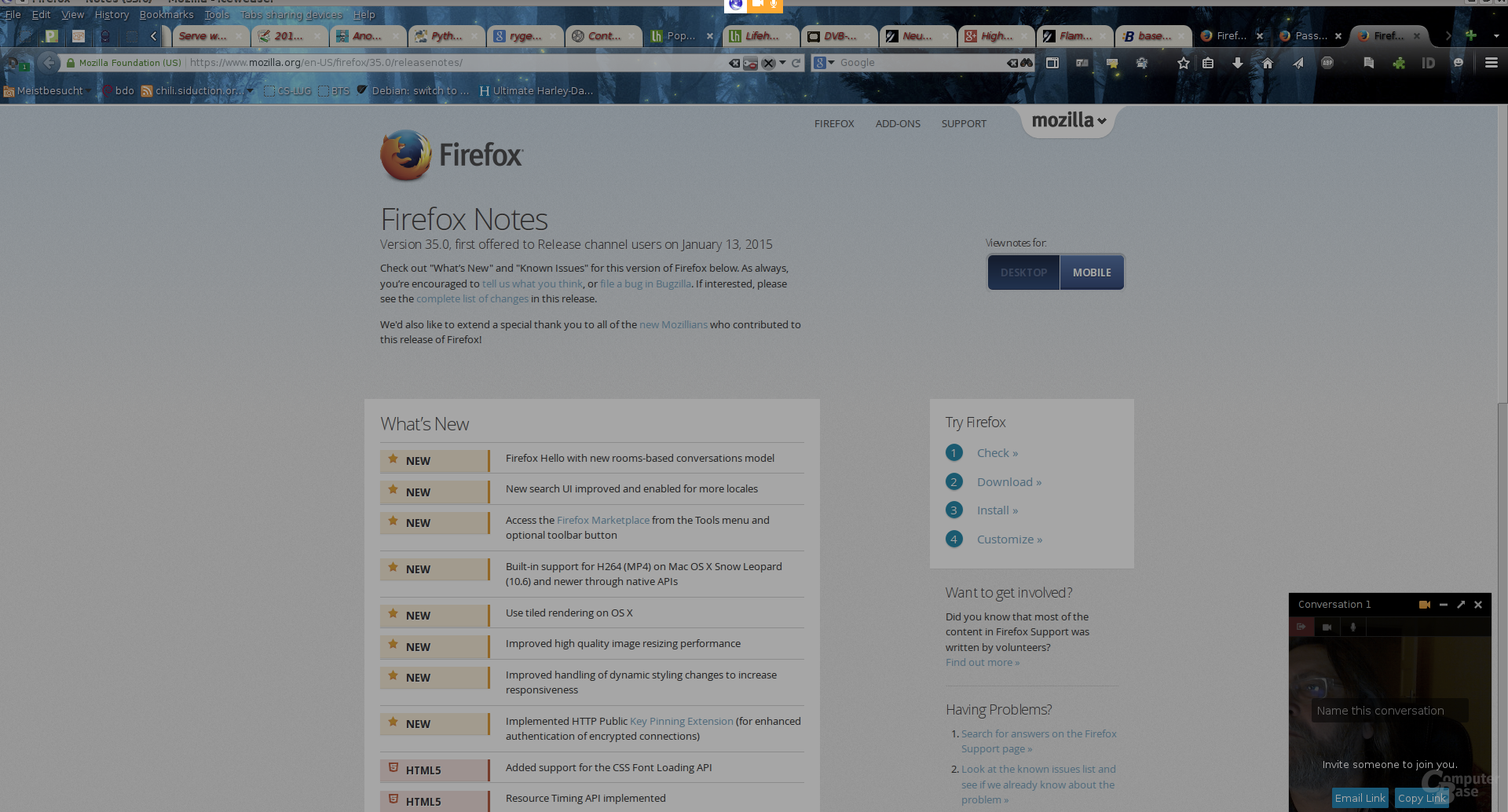 Firefox 35 mit Hello
