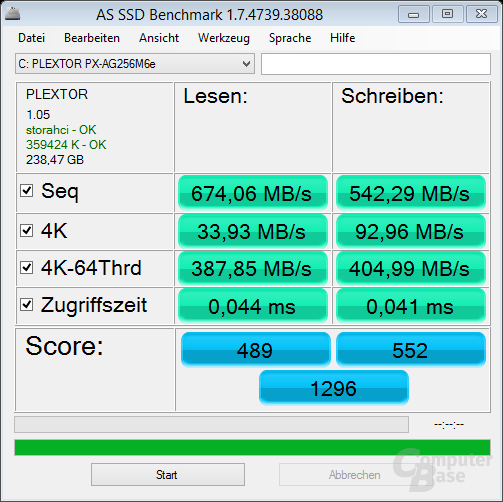 AS SSD ohne PlexTurbo 2.0