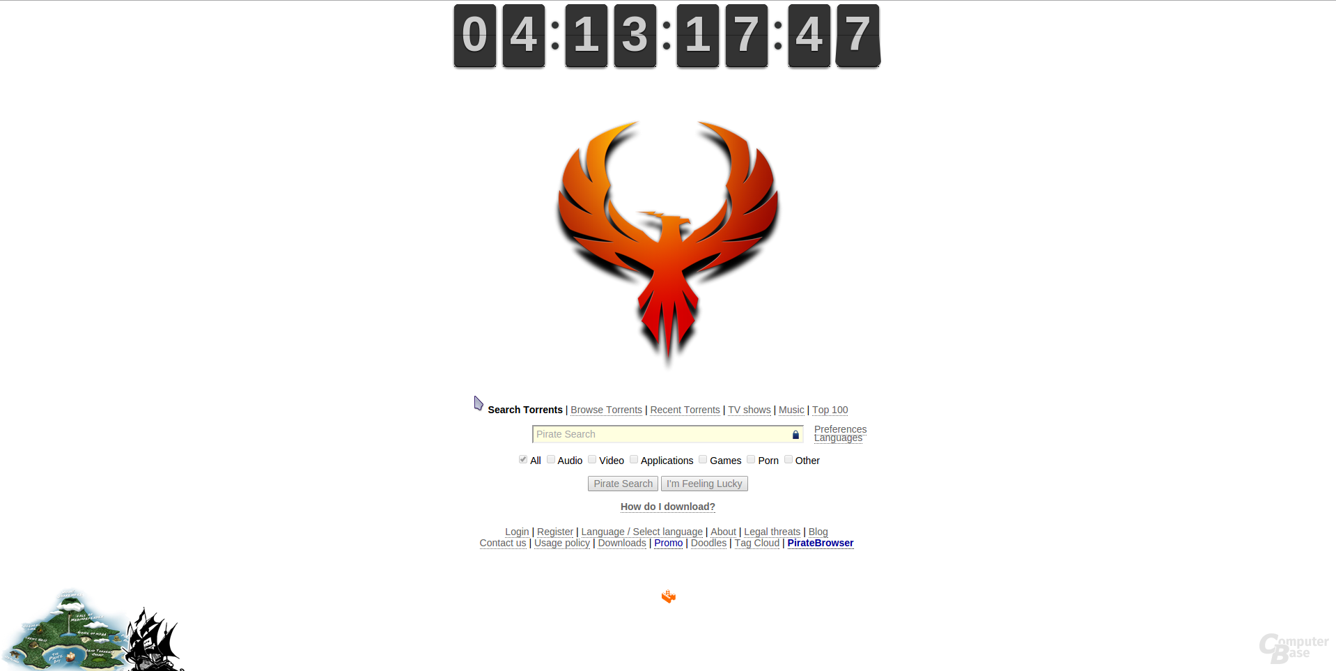 Webseite von The Pirate Bay