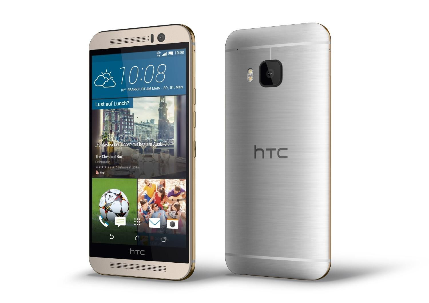 HTC One M9 gold on silver