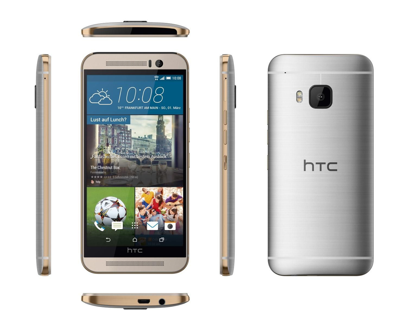 HTC One M9 gold on silver