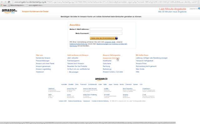 Gefälschter Internet-Auftritt von Amazon