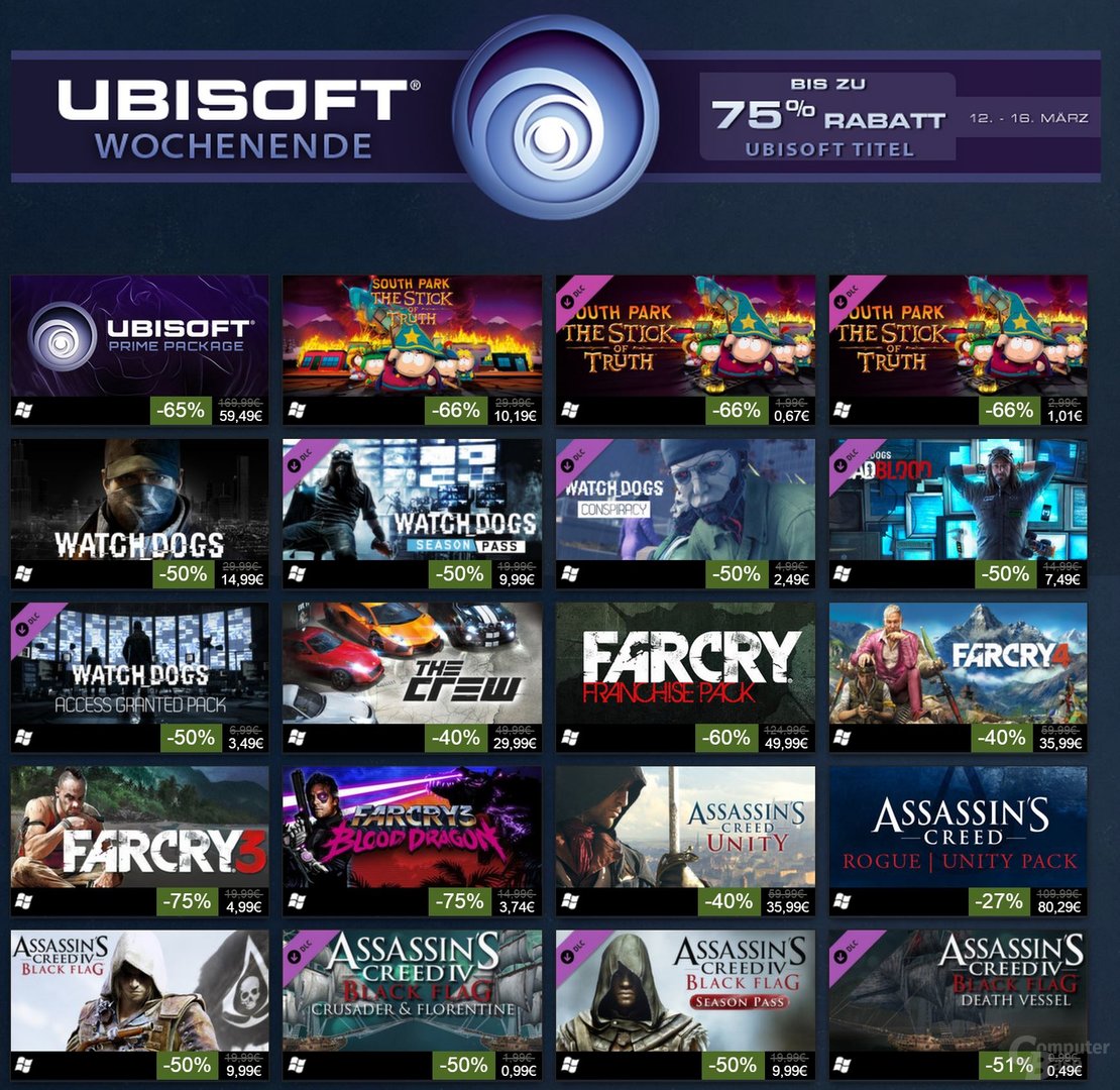 Steam lockt mit Rabatten auf das Ubisoft-Portfolio