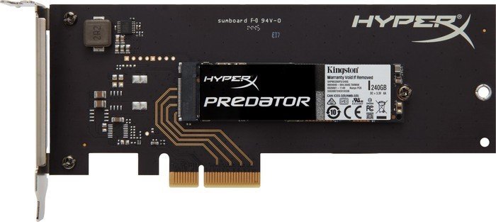 Kingston HyperX Predator PCIe SSD  auf HHHL-Adapter (Low-Profile)