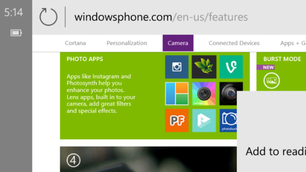 Windows 10 Mobile: Project Spartan fürs Smartphone hat die Adressleiste oben