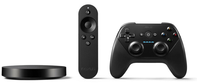 Nexus Player mit Fernbedienung und Gamepad