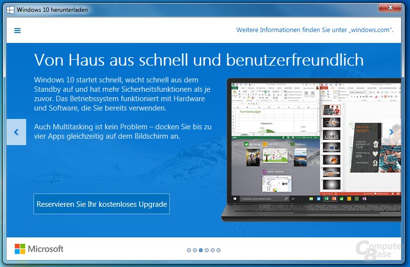 Microsoft informiert Anwender von WIndows 7/8/8.1 über Windows 10