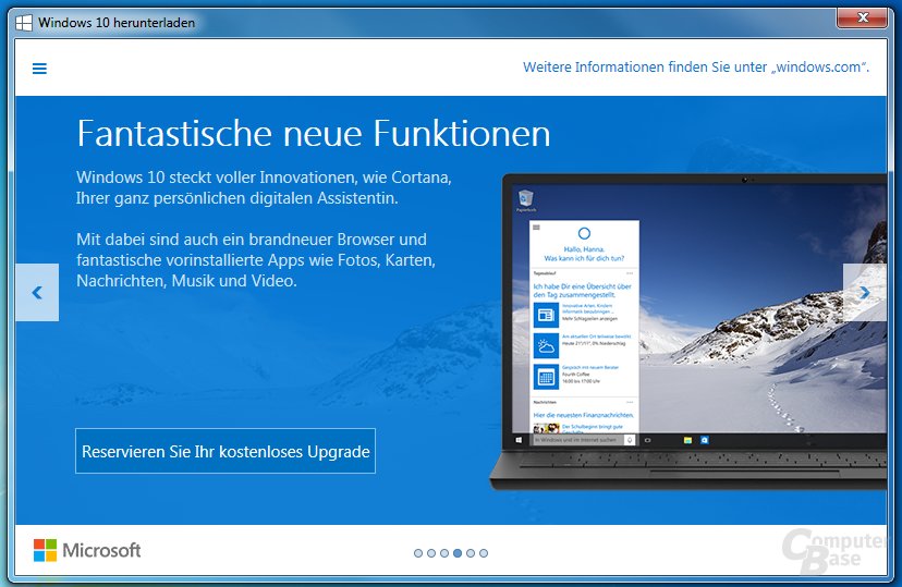 Microsoft informiert Anwender von WIndows 7/8/8.1 über Windows 10