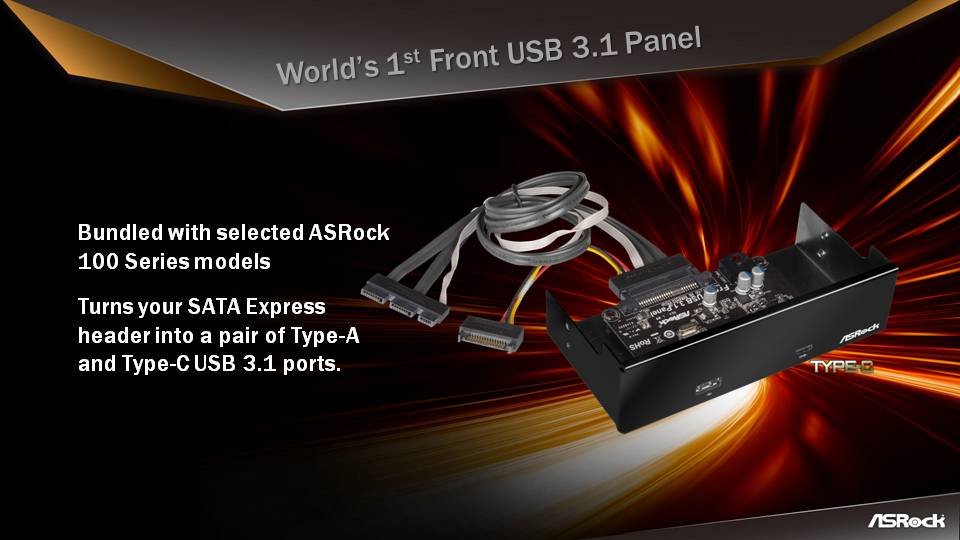 ASRock Frontpanel mit USB 3.1 und Typ-C-Stecker