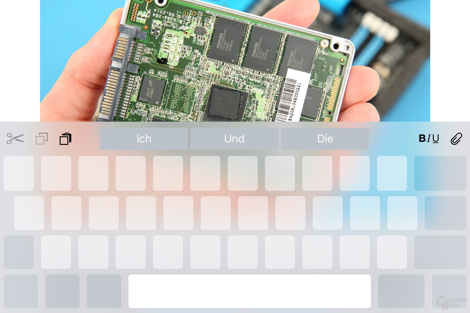 Trackpad-Modus für Cursor positionieren oder Text markieren