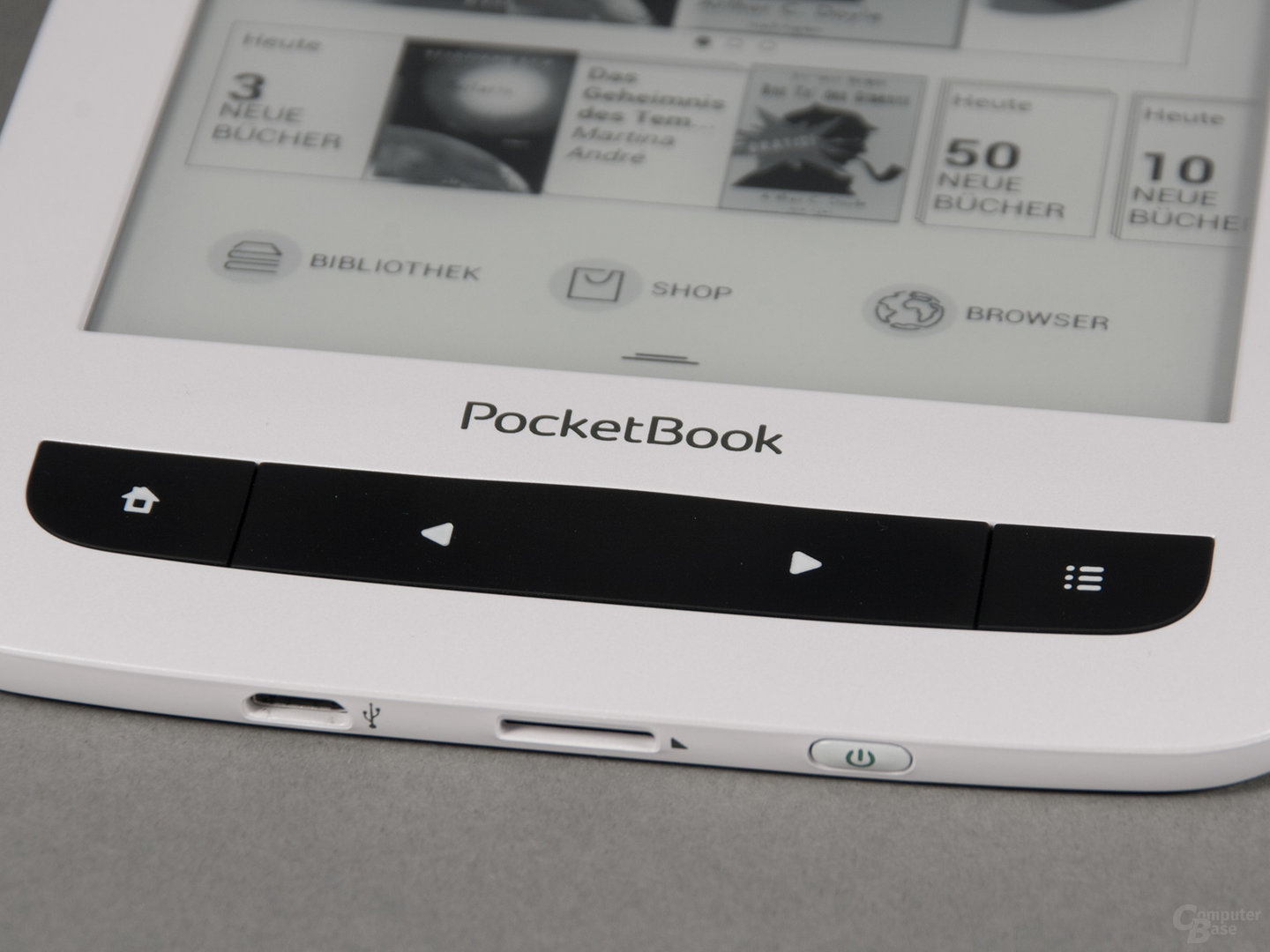 Gummierte Bedienelemente beim PocketBook Touch Lux 3