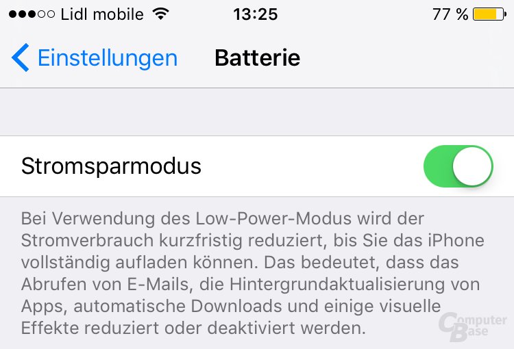 Stromsparmodus in iOS 9