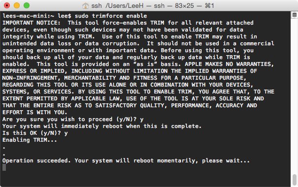 TRIM in OS X 10.10.4 für Dritthersteller-SSDs
