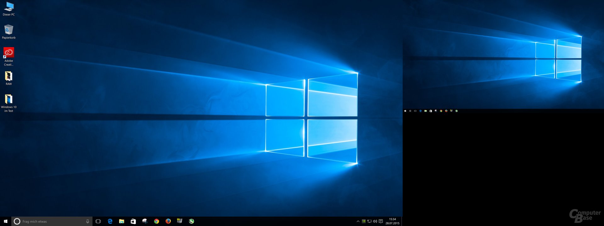 Windows 10 mit 100 Prozent Skalierung auf Full HD und 200 Prozent auf Ultra HD