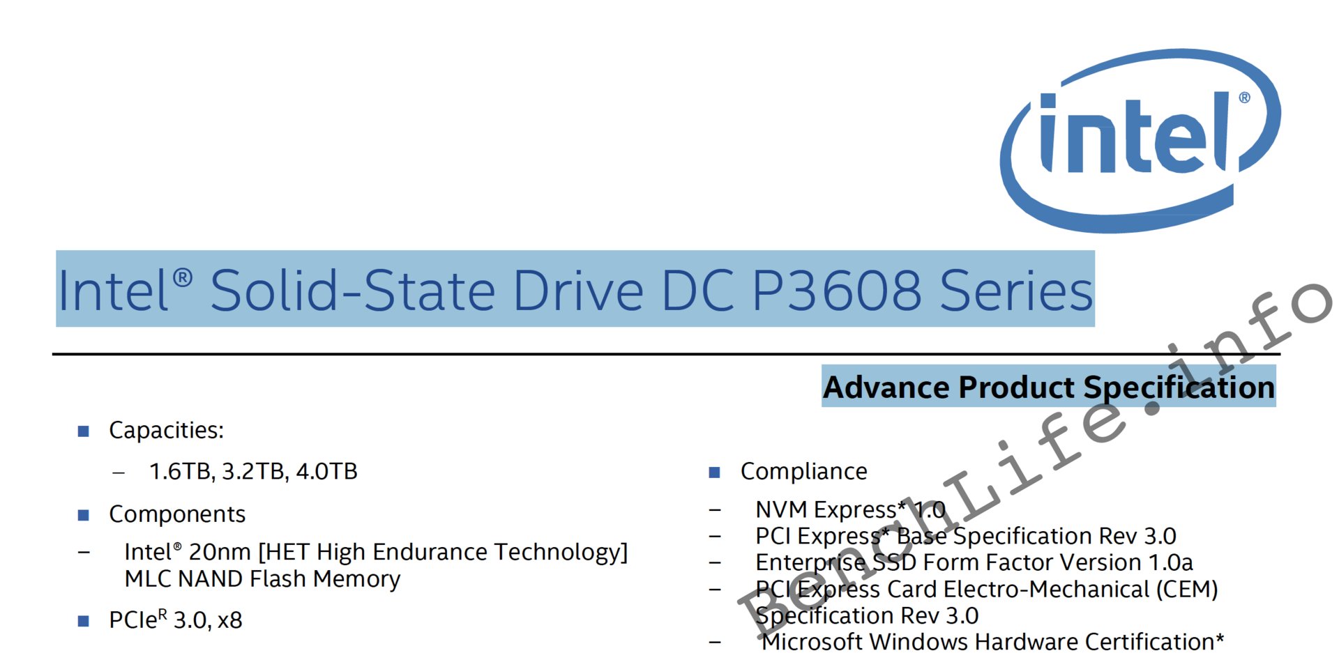 Intel SSD DC P3608