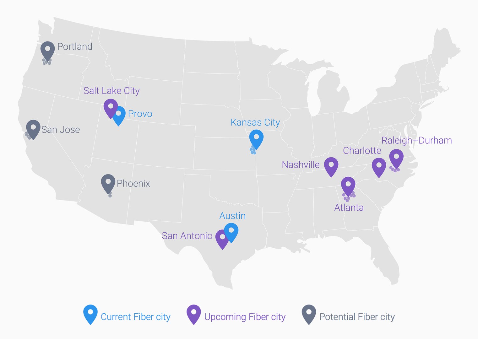 Aktuelle und geplante Städte mit Google Fiber