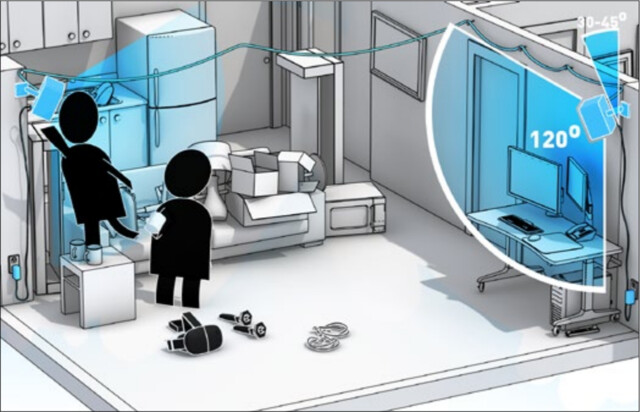 HTC Vive – Basissstationen werden in den Ecken des Raumes angebracht