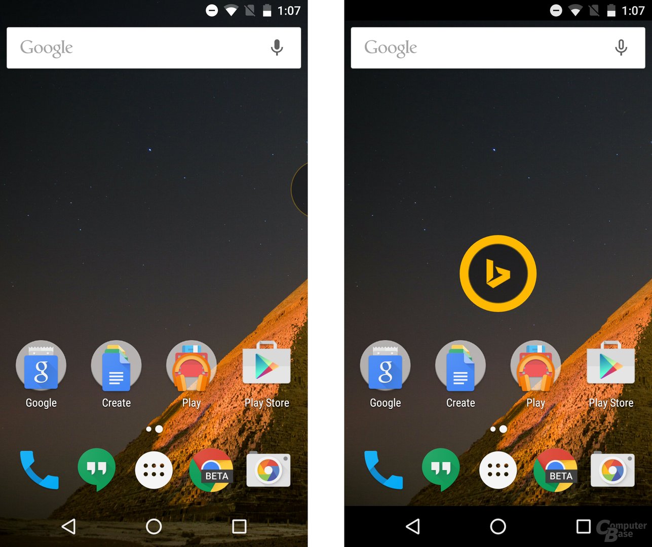 Bing-Schaltfläche unter Android 6.0