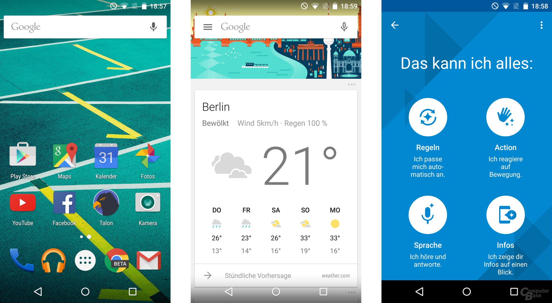 Moto X Play: Homescreen, Google Now Launcher, Moto-App
