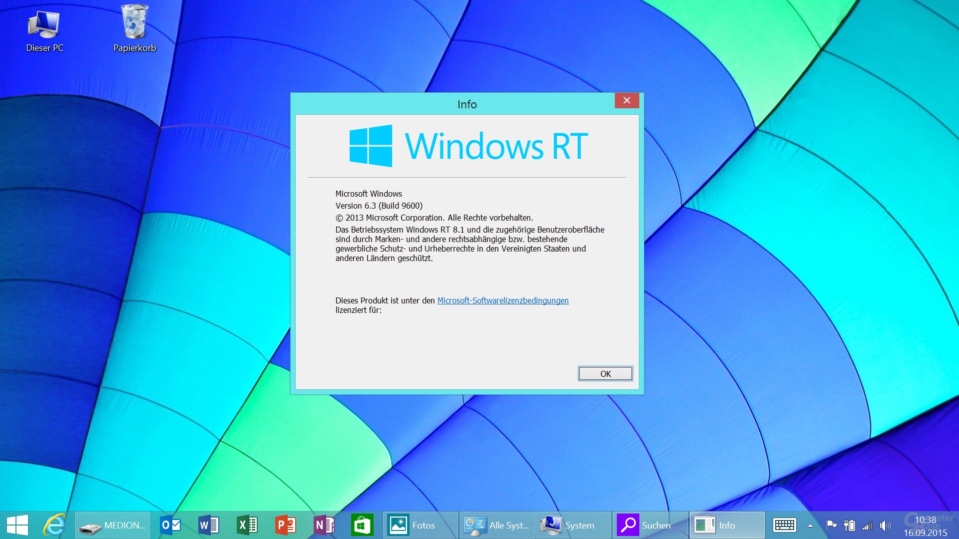 Der Build von Windows RT bleibt mit 9600 auf dem Stand von Windows 8.1