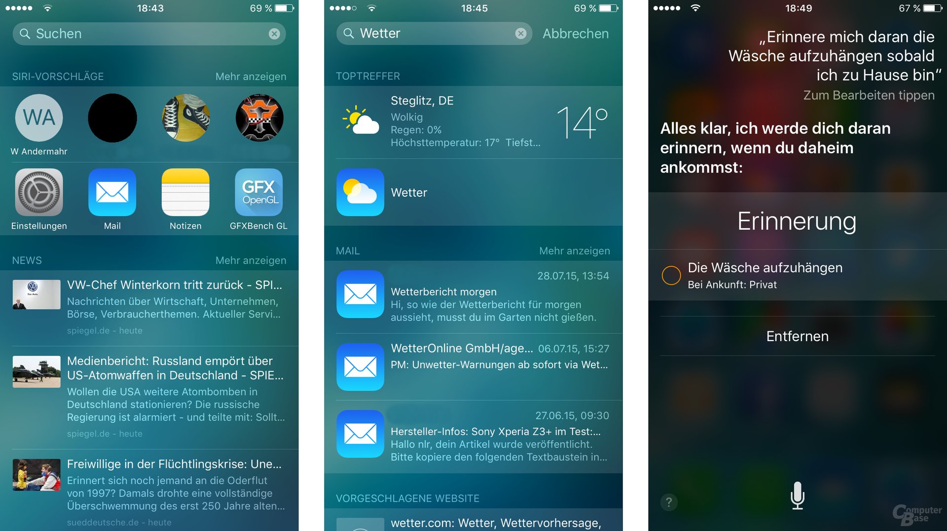 iOS 9: Spotlight-Seite, Suche, Siri mit mehr Funktionen