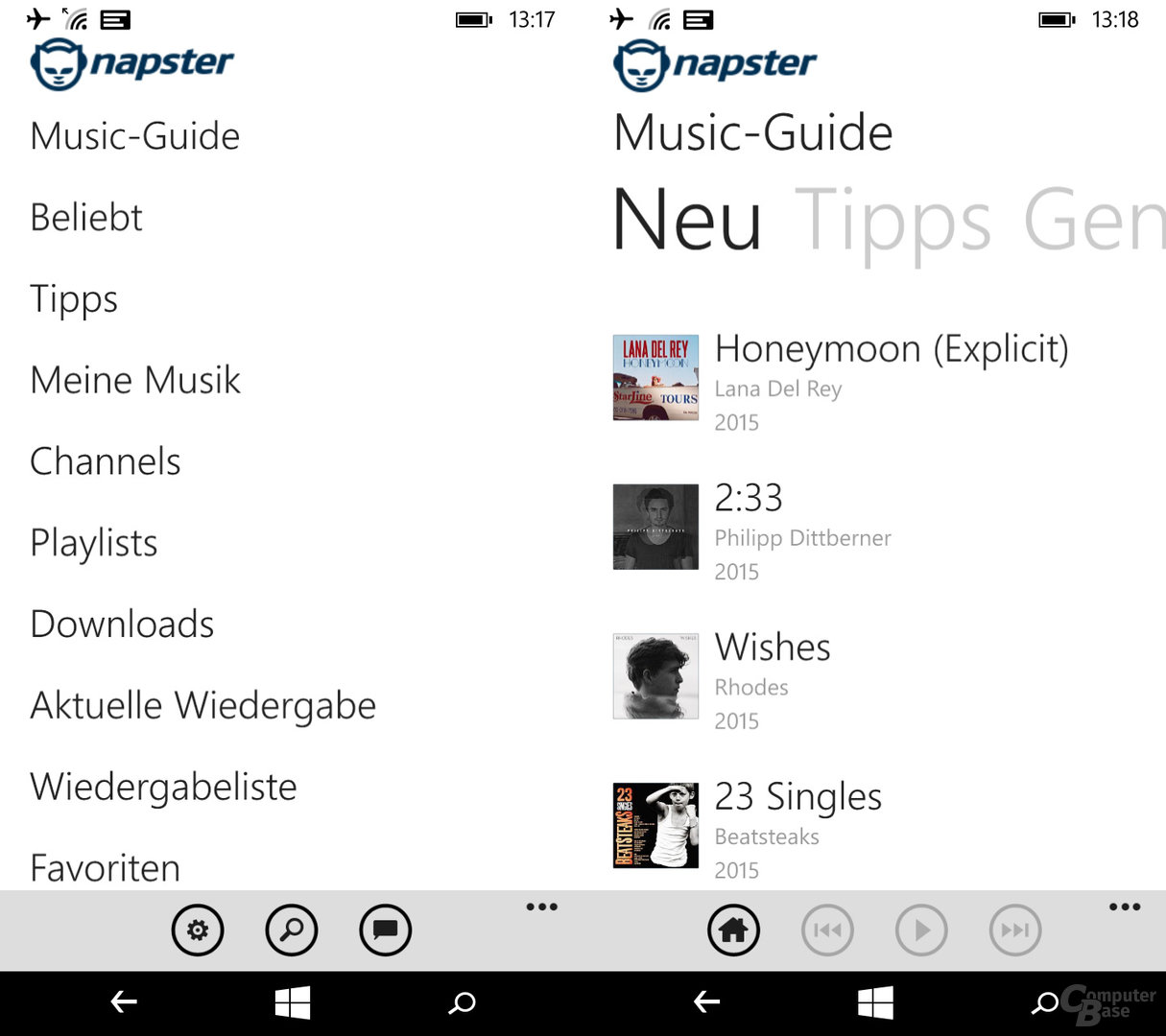 Napster auf dem Windows-Phone