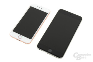 Apple iPhone 6s Roségold neben iPhone 6s Plus