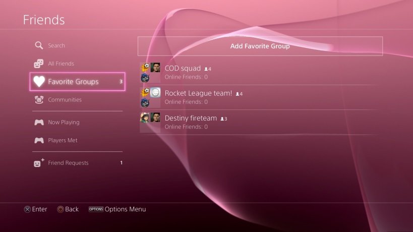 PlayStation 4 Firmware 3.0 – Gruppen