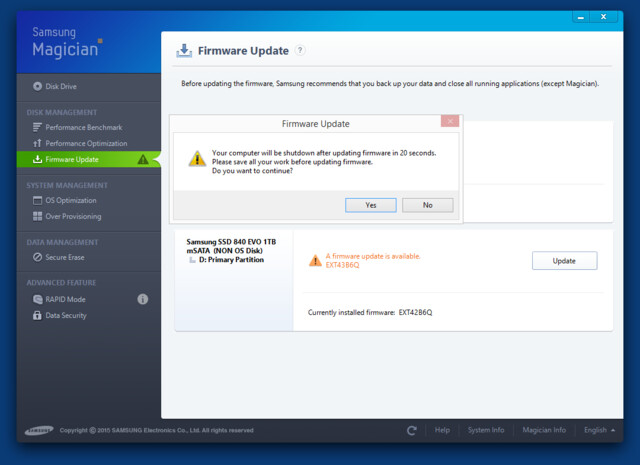 Firmware EXT43B6Q für 840 Evo mSATA