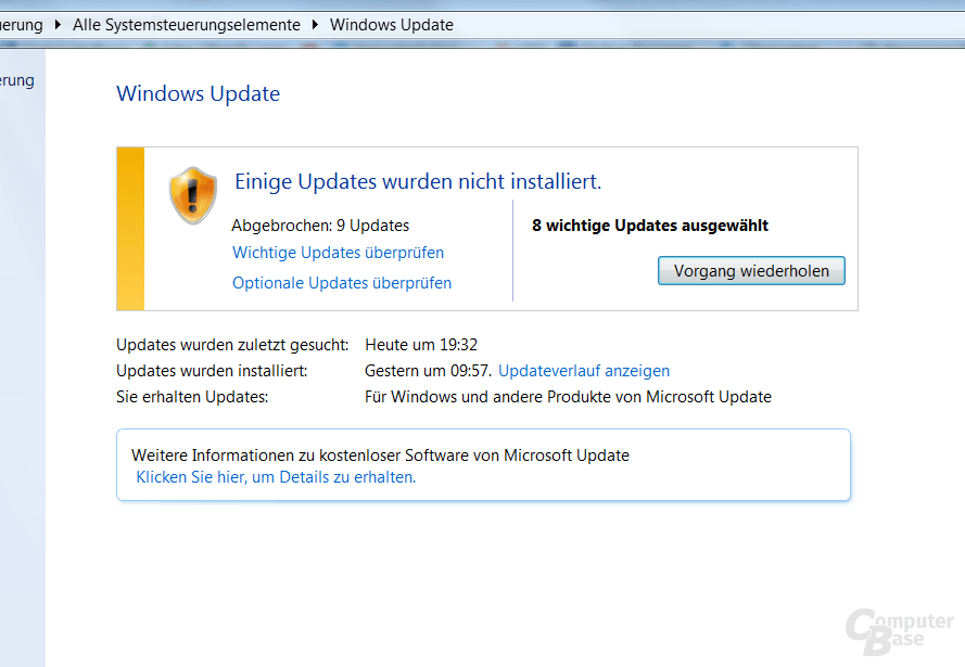 Windows-10-Upgrade abgewählt und wichtige Updates ausgewählt