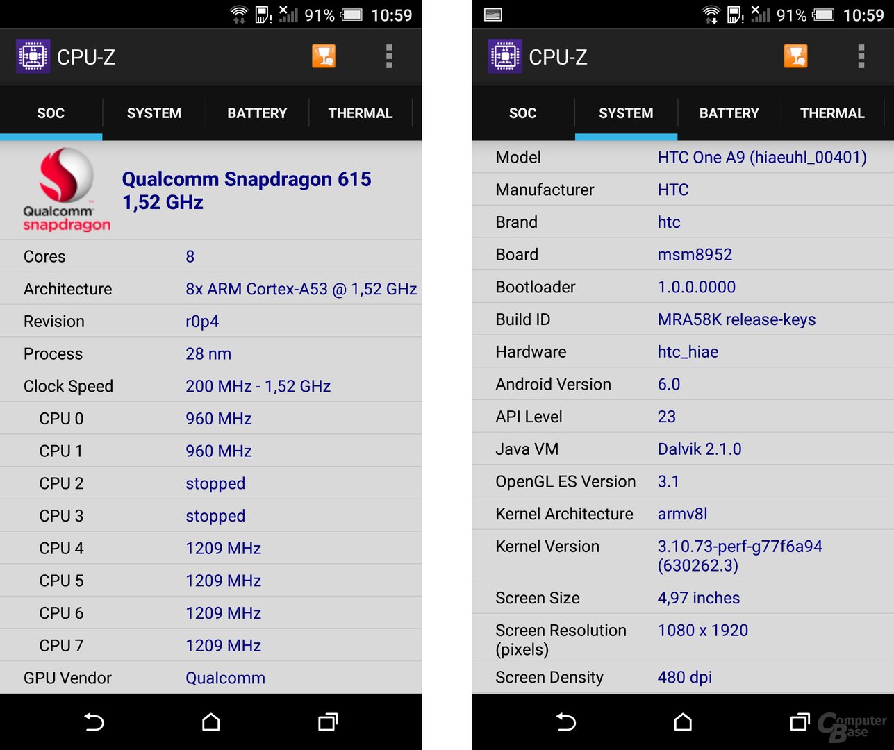 Der Snapdragon 617 ist noch zu neu für CPU-Z