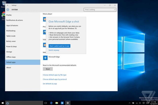 Build 10568: Dialogfeld vorm Wechsel des Standardbrowsers