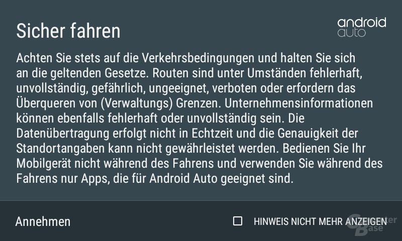 Erstnutzung von Android Auto