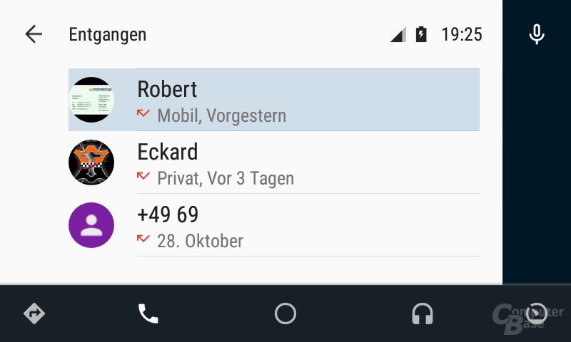 Android Auto: Entgangene Anrufe