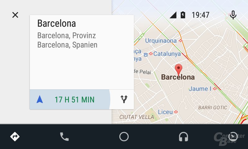 Android Auto: Beispiel für Navigation nach Barcelona