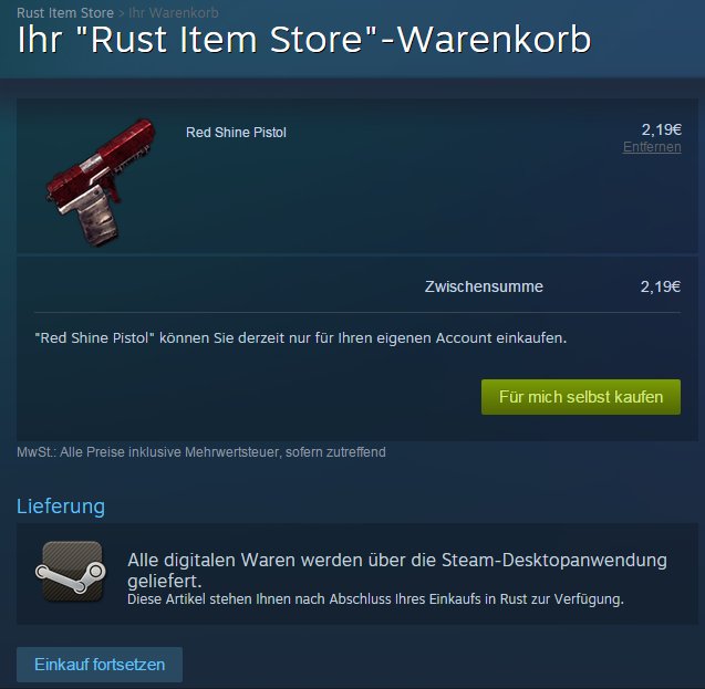 Rust Item Store auf Steam