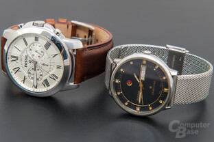 Fossil Q Grant im Größenvergleich mit Rado Silverstar (36 mm)