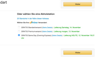 Same-Day als Prime-Versandoption