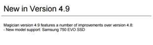 Samsung SSD 750 Evo wird von Magician 4.9 unterstützt