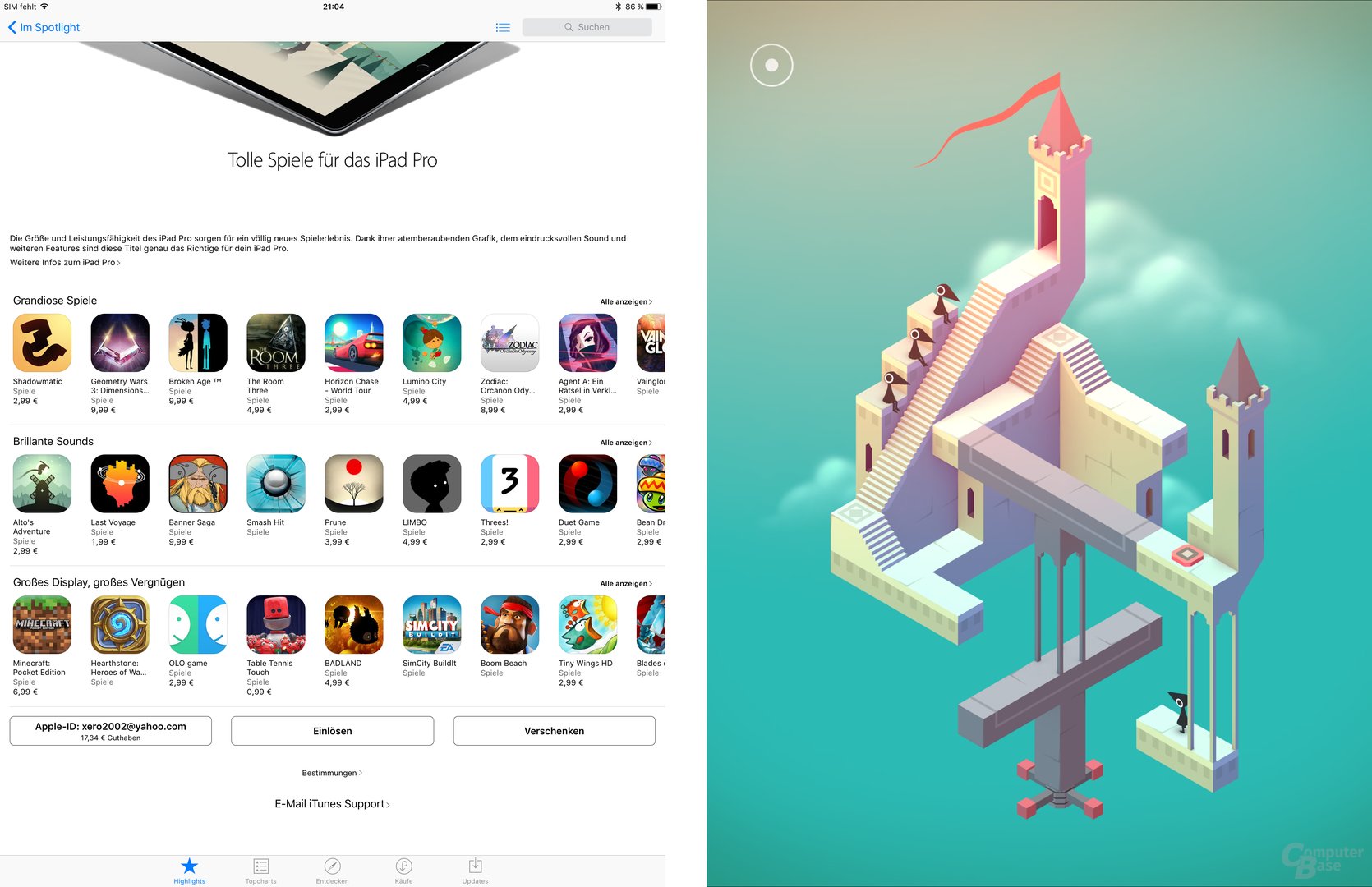 Spiele machen auf dem iPad Pro wortwörtlich Riesenspaß