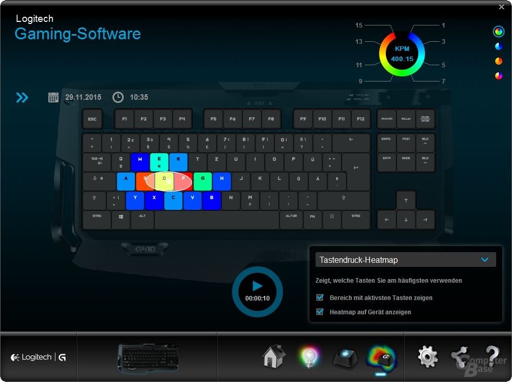 Die auf der Tastatur visualisierte „Heatmap“ soll bei der Analyse des Spielverhaltens helfen