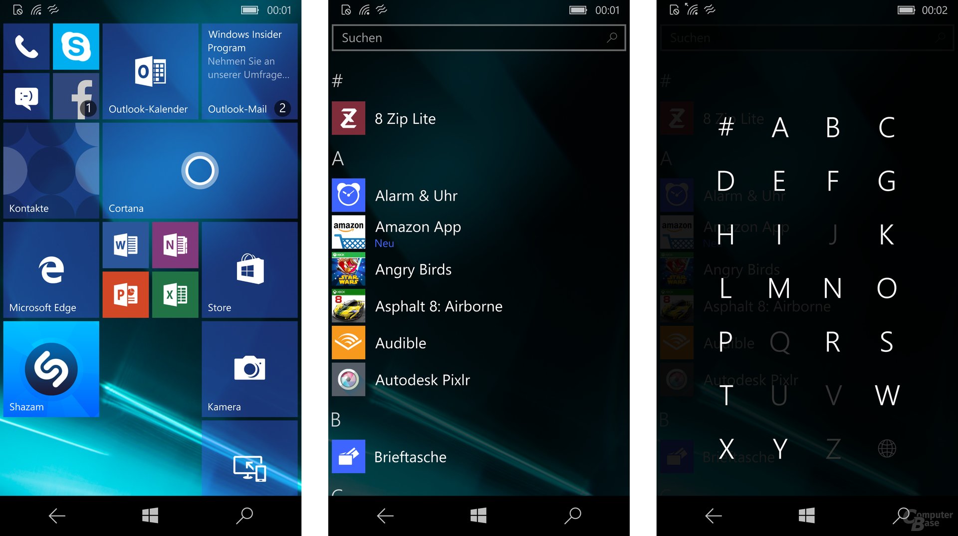 Windows 10 Mobile: Startbildschirm, Apps, App-Suche