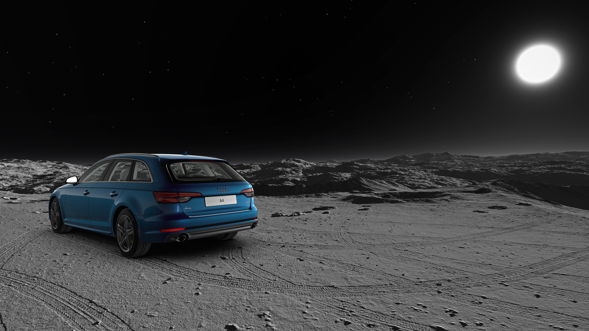 Audi A4 auf dem Mond