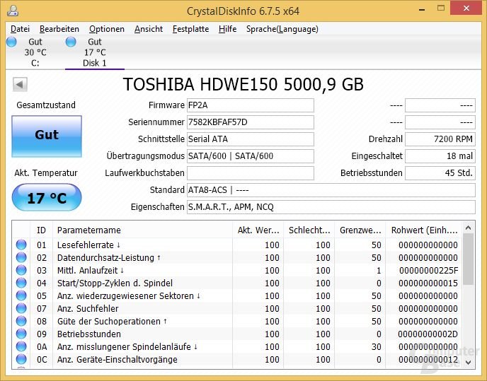 CrystalDiskInfo: Toshiba X300 5TB