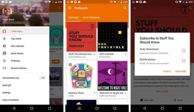 Podcasts in Google Play Music